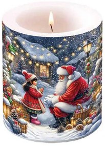 Karácsonyi télapós átvilágítós viasz gyertya 10x10 cm Talking to Santa