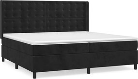 vidaXL fekete bársony rugós ágy matraccal 200x200 cm
