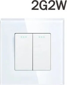 Villanykapcsoló 2G2W Dupla Lépcsős Mechanikus Üveg Keret FI60 Fehér