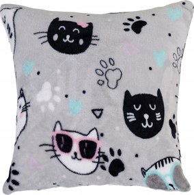 Párnahuzat Fluffy Friends 40x40 Puha Macska Szürke