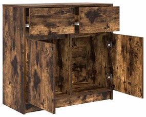 füstölt tölgy szerelt fa tálalószekrény fiókos 80x34x76 cm