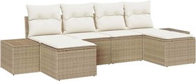 vidaXL Kerti Kanapé Szett párnával 4 pcs Beige és krém polirattan