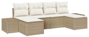 vidaXL Kerti Kanapé Szett párnával 4 pcs Beige és krém polirattan