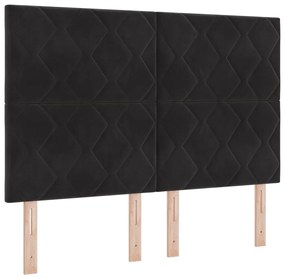 Fekete Gyémánt Blokk Kialakítású Fejtámla 140 cm Bársonyos