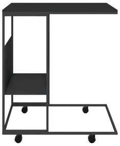 Fekete szerelt fa kisasztal kerekekkel 55x36x63,5 cm
