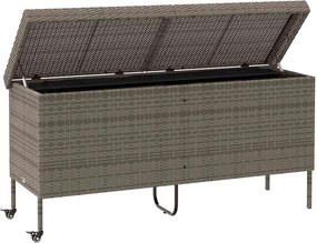 Szürke Polyrattan Kerti Tárolóláda Kerekekkel 160X55X75 Cm