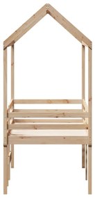 tömör fenyőfa magasított ágy tetővel 90 x 200 cm