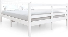 vidaXL fehér tömör fa ágykeret 135 x 190 cm (Double)
