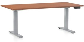 Állítható magasságú íróasztal OfficeTech D, 160 x 80 cm, szürke alap, cseresznye