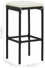 3 részes fekete polyrattan bárszett