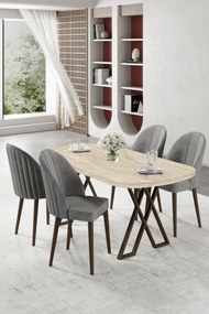 Kaye étkezőgarnitúra, travertin-szürke, 168 cm – TR240CHR2827