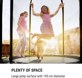 KLARFIT Jumpstarter, trambulin, 2,5 m Ø, háló 120 kg max., 195 cm Ø ugrófelület