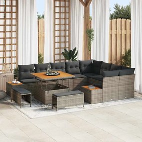 Kerti Kanapé Szett párnával tárolóval 12 pcs Szürke Poli rattan