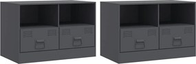 vidaXL 2 db antracitszürke acél éjjeliszekrény 67 x 39 x 44 cm