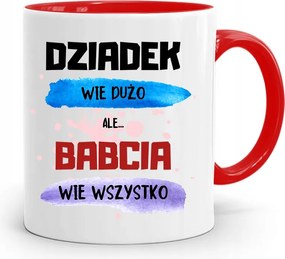 Piros Bögre Nagymamáknak Nagymama Mindent Tud fényképes nyomattal