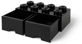 Négyszögeletes fekete tárolódoboz 2 fiókkal - LEGO®