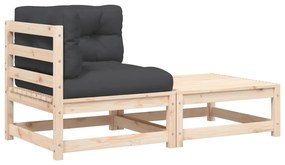 vidaXL kerti sarokkanapé párnákkal és lábtartóval