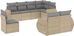 vidaXL 8 részes bézs polyrattan kerti ülőgarnitúra párnával