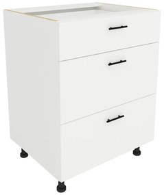 Benita 3 fiókos Alsó konyhaszekrény Fehér 60x50x80 cm