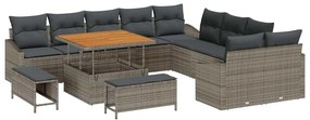vidaXL Kerti Kanapé Szett párnával tárolóval 13 pcs Szürke Poli rattan