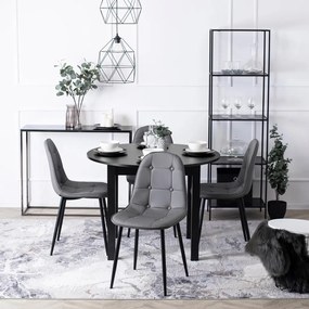 Étkezőgarnitúra 4 db székkel. Bővíthető asztal HARRY 102-142 cm 4 db. Szürke Eco-bőr székkel. ARIS