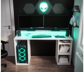 Sarok Gamer PC asztal Garrick 1 (fehér) (LED RGB világítással). 1064133