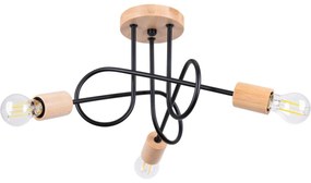 Sollux SL.1477 - Felületre szerelhető csillár EMBER 3xE27/15W/230V fekete/bézs/bükkfa