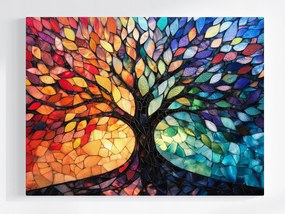 Vászonkép Canvas Mozaik Ólomüveg Dekoráció Az Élet Fája Boho 100x75