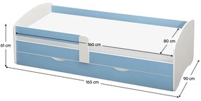 Egyszemélyes ágy 80 cm Carecen (kék + fehér) (ágyráccsal)  (tárolóhellyel). 1116280