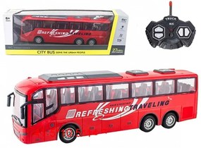 Nagy Rc Távirányítós Távolsági Busz Piros színben 27 Mhz Rádó Frekvenciával Elemes Jármű Gumi kerekek