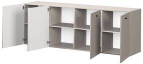 Lorini fali négyajtós komód 200 cm - kasmír / fekete fogantyúk