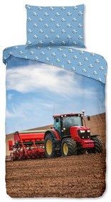 Kék egyszemélyes flanel gyerek ágyneműhuzat 140x200 cm Tractor – Good Morning