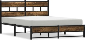 vidaXL füstös tölgy színű fém ágykeret matrac nélkül 140 x 190 cm