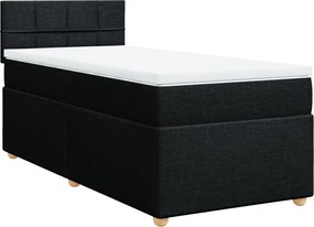 vidaXL fekete szövet rugós ágy matraccal 80 x 200 cm