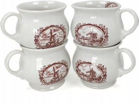 4 db-os kerámia bögre szett 0,35 l ventillátor barna