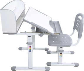 Növekvő íróasztal és szék, szürke/fehér, set ZION