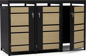 Blumfeldt BinSafe, szemétkosár tároló doboz, 3 szemétkosár, 240 l, zárható, időjárásálló horganyzott acél, beültethető tető