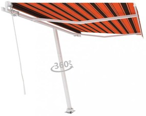 narancs és barna kézzel kihúzható póznás napellenző 350x250 cm
