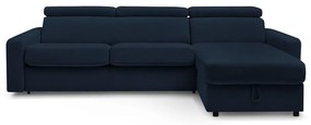 Sötétkék kinyitható sarokkanapé (variálható) Monaco – Bobochic Paris