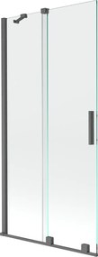 Mexen Velar, 2 szárnyas eltolható kádparaván 90 x 150 cm, 8mm átlátszó üveg, grafitmatt profil, 896-090-000-01-66