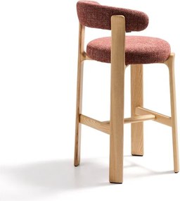 Terrakotta színű-világos natúr színű kőrisfa bárszék (ülésmagasság 75 cm) Granite – Kave Home