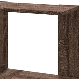 3 szintes barna tölgy szerelt fa sarok könyvespolc 50x50x102 cm