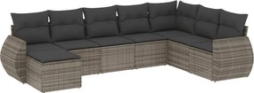 vidaXL 8 részes szürke polyrattan kerti ülőgarnitúra párnákkal