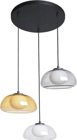 ITALUX PND-54637-3-BK-SG AINALE Többágú Függesztett Lámpa Borostyán, Fekete, Füstös, Átlátszó G9 IP20