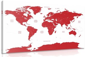 Kép világ térkép egyes államokkal piros színben