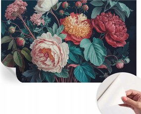 Öntapadós tapéta Fali furnér 3D hatás Színes virágok 416x254 cm