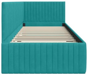 Sarokágy keret fejtámlával Türkiz 80 x 200 cm Bársony