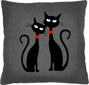 Puha párna szilikon betéttel Bertoni 50x50 cm nyomott mintával Fekete macskák
