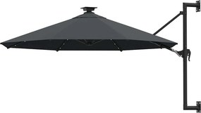 vidaXL antracitszürke fali napernyő LED-ekkel és fémrúddal 300 cm