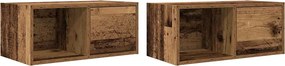 vidaXL 2 db antik fa szerelt fa fali TV-szekrény 60x31x25,5 cm